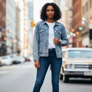 Gap Denim Jacket Womens Sz Medium Blue Jean Trucker Classic Look‎ Casual Y2K 90s